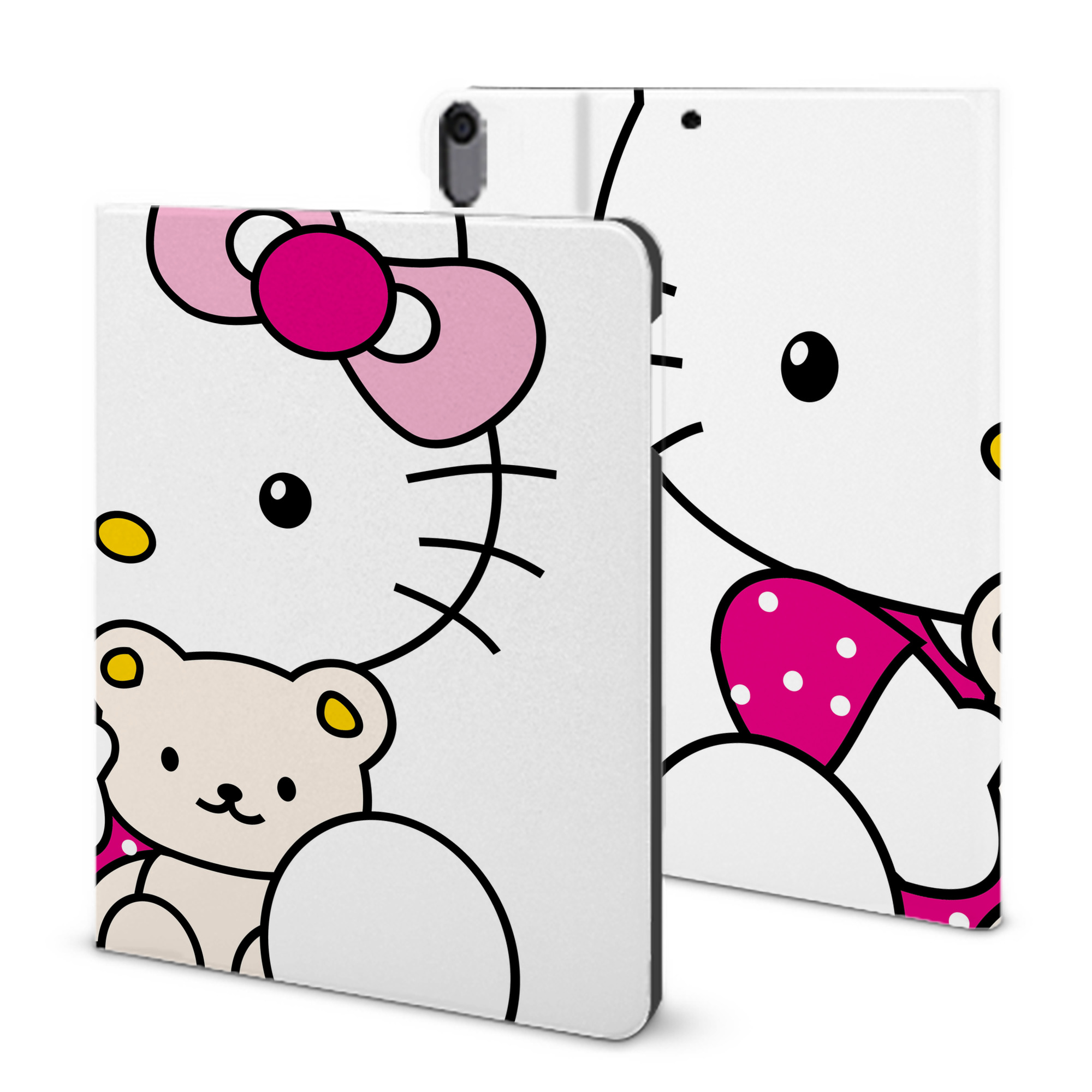 （画像用） Hello Kitty ハローキティ IPad ケース ブック型 PUレザー TPU 耐衝撃 軽量 薄型 ペン収納なし 全面保護 IPad 各モデル対応